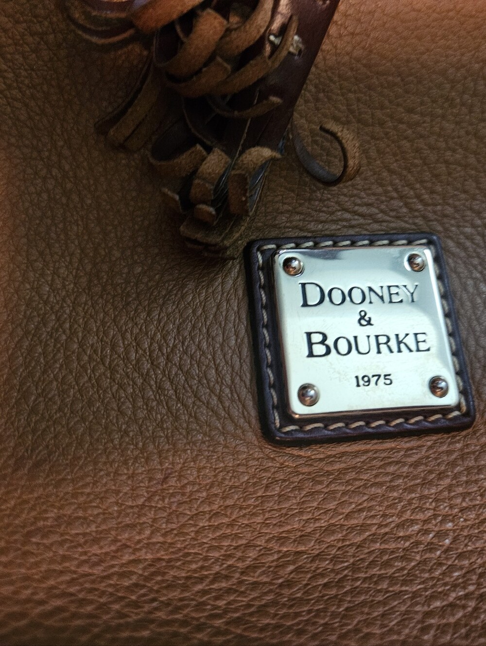 Dooney & Bourke Cognac Brown Leather Drawstring Shoulder Bag - Picture 7 of 11